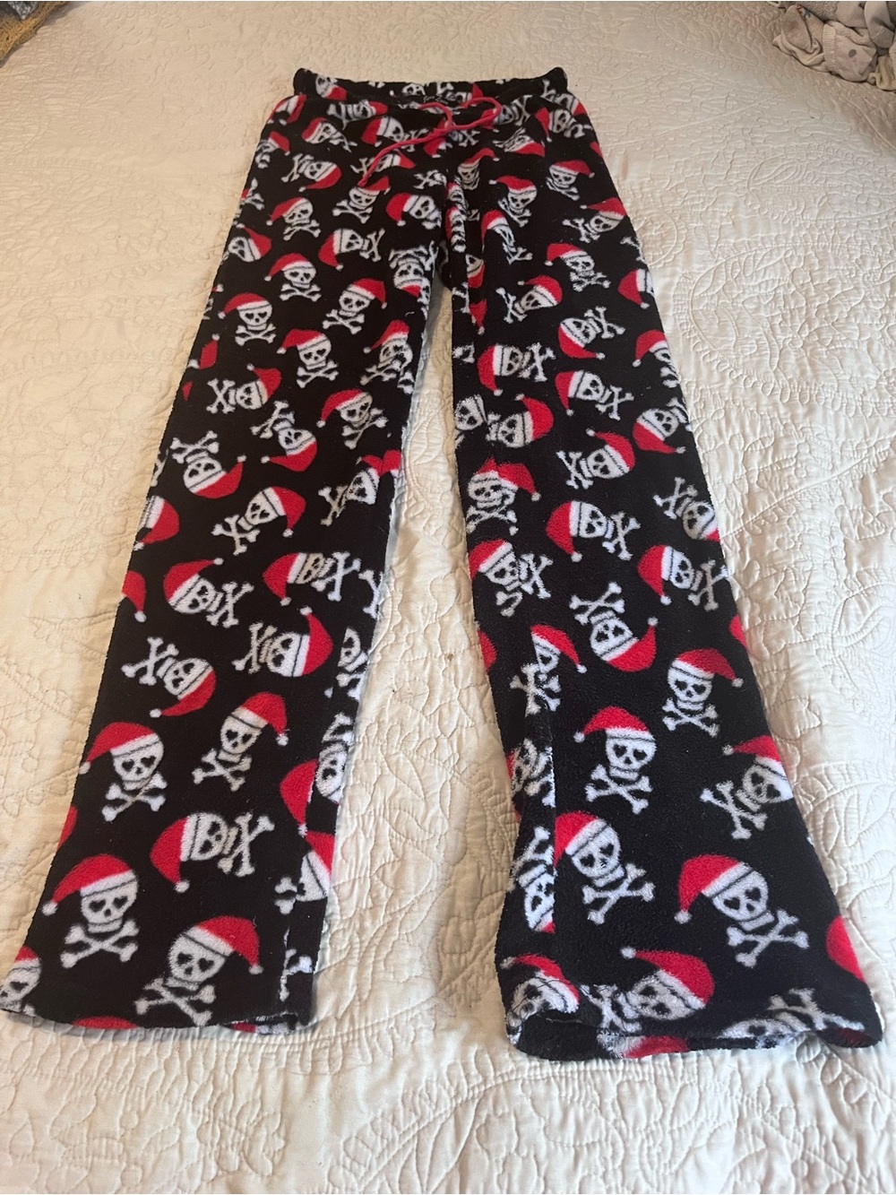 Cozy Black Holiday Skull Pajama Pants